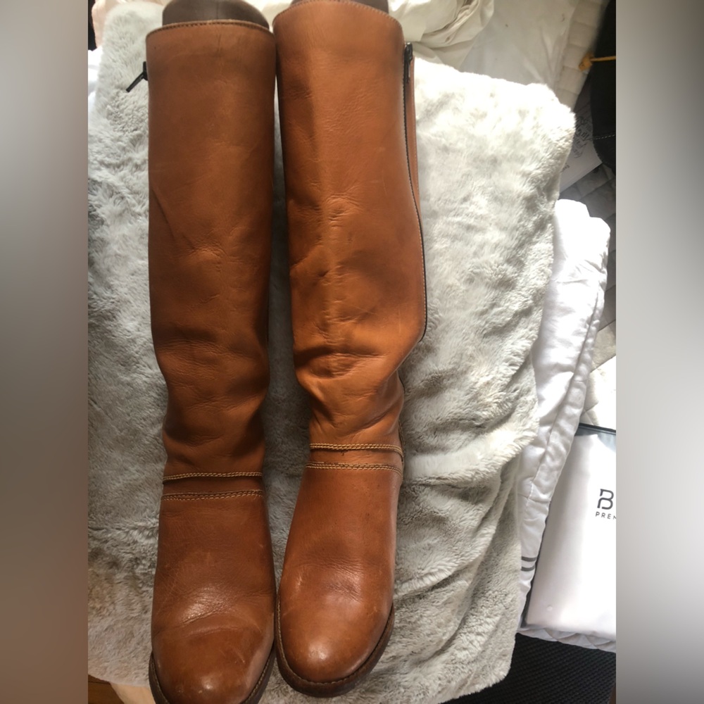 Vintage Made in Brazil Brown Leather Knee-High Boots 3” heel